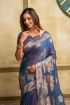 Picture of Blue Span Cotton Jacquard Woven Saree with Blouse