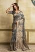 Picture of Grey Span Cotton Jacquard Woven Saree with Blouse