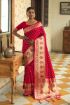 Picture of Rani Pink Banarasi Silk Jacquard Woven Saree with Blouse