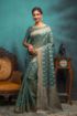 Picture of Aqua Span Cotton Jacquard Woven Saree with Blouse
