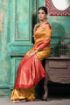 Picture of Mustard Banarasi Silk Blend Jacquard Woven Saree with Blouse