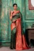 Picture of Bottle Green Banarasi Silk Blend Jacquard Woven Saree with Blouse