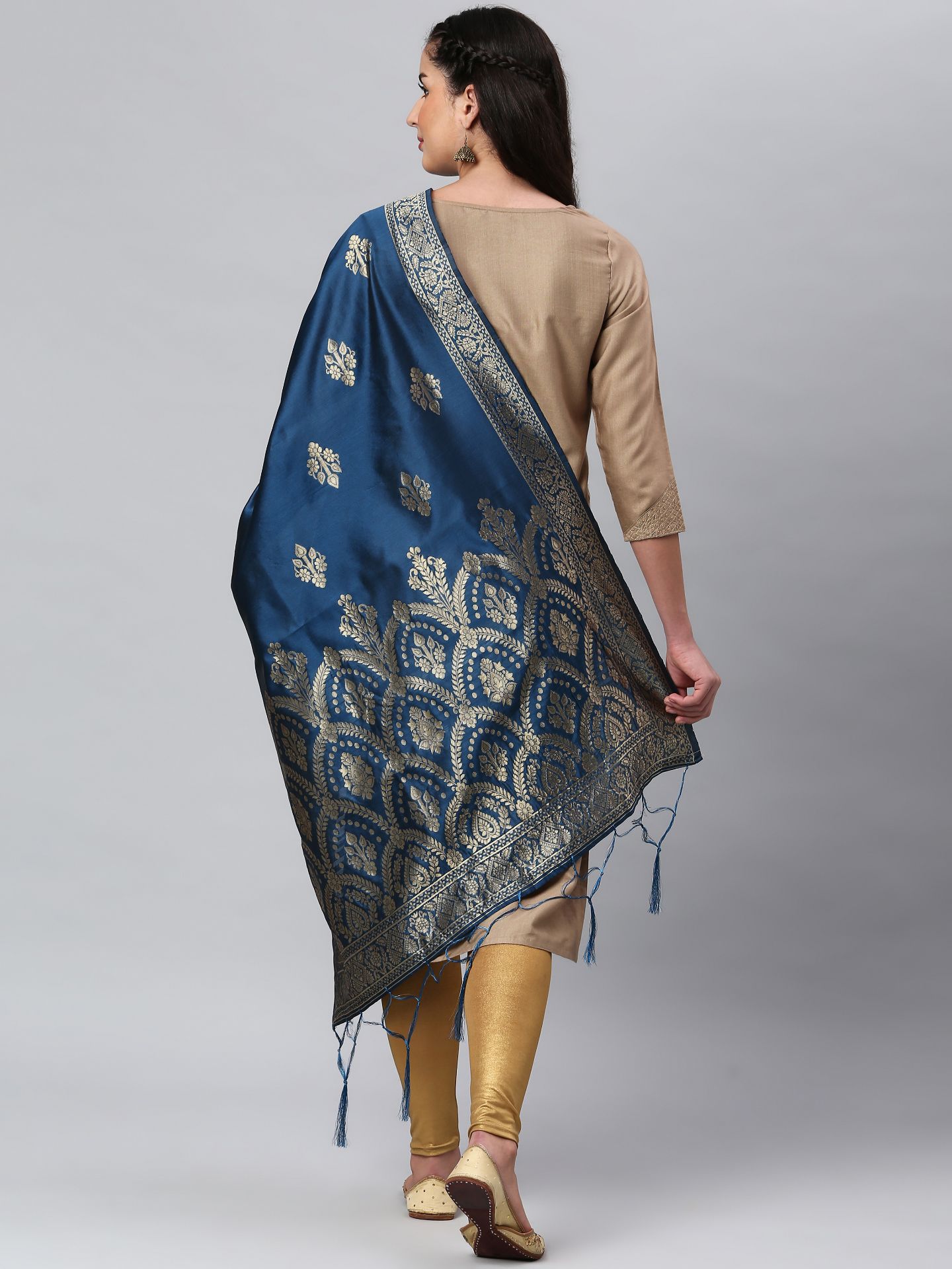 Picture of IndigoBlue Banarasi Silk Jacquard Woven Dupatta